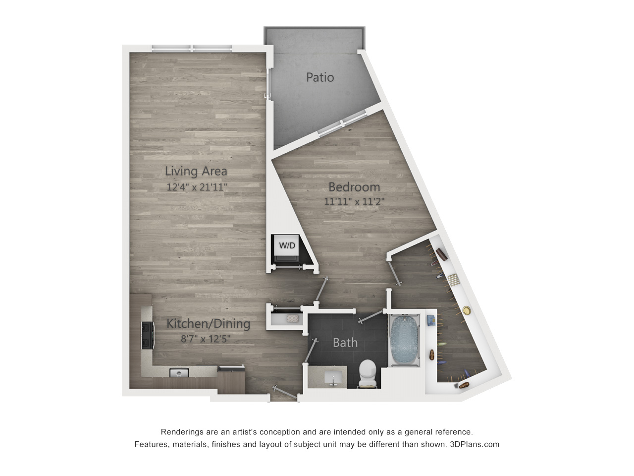 1 Bed 1 Bath Floorplan