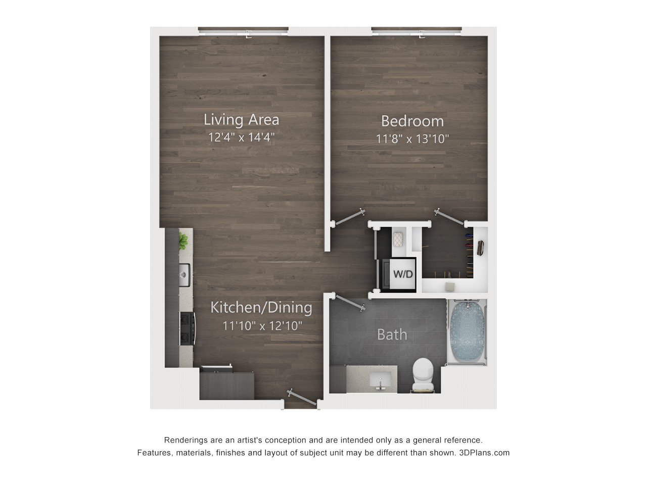 1 Bed 1 Bath Floorplan