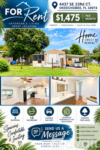 A rental property advertisement for a home sweet home rental.
