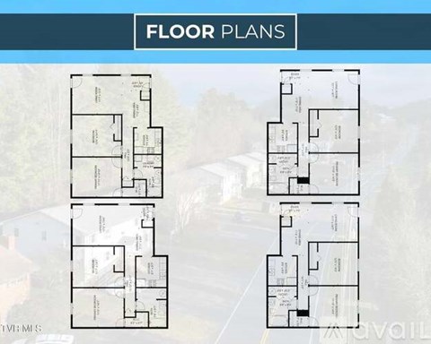 Four floor plans are displayed for a residential building.