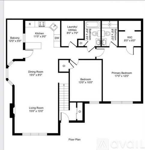 A black and white image of a floor plan for a house.