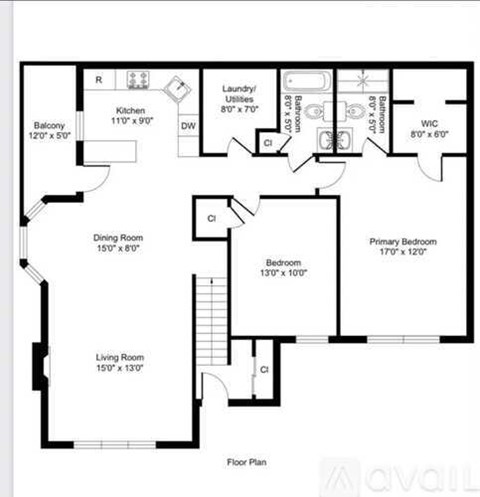 A black and white image of a floor plan for a house.