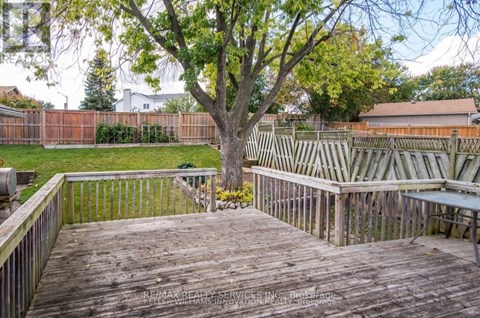 A deck with a tree in the middle of it.