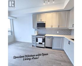 A spacious kitchen with open living area.