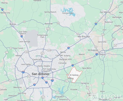 A map of San Antonio and surrounding areas.