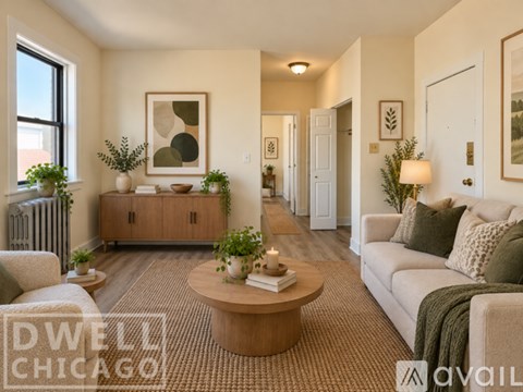 A living room with a brown carpet and a white couch.