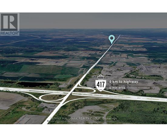 A map shows a location with a marker and the text "4 km to highway 4-min drive".
