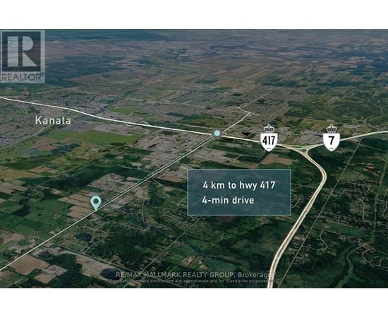 A map shows a 4 km drive to highway 417.