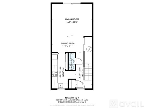 A floor plan for a living room and dining area.