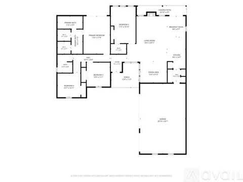 A floor plan of a residential building with multiple rooms and labeled areas.