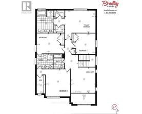 A black and white floor plan of a house with four bedrooms and a media loft.
