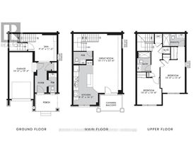 A floor plan for a home with three bedrooms, two bathrooms, and a garage.