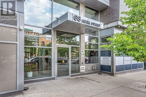 The front of a building with the number 68 on it.