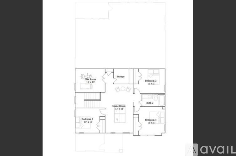 A floor plan of a house with two bedrooms and two bathrooms.