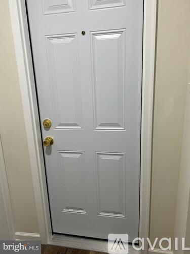 A white door with a brass handle and a lock.