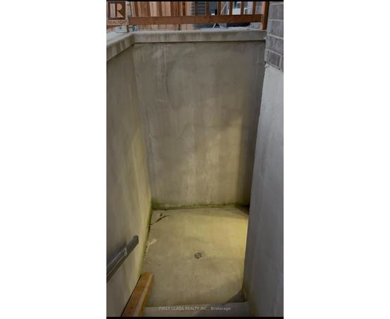A concrete pool under construction with a wooden ladder on the left.
