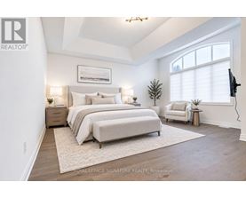 A bedroom with two beds and a television on the wall.