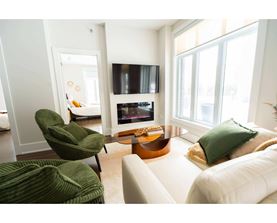 A living room with a fireplace and a television.