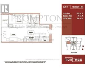 A floor plan for a property with a living room, dining room, and balcony area.