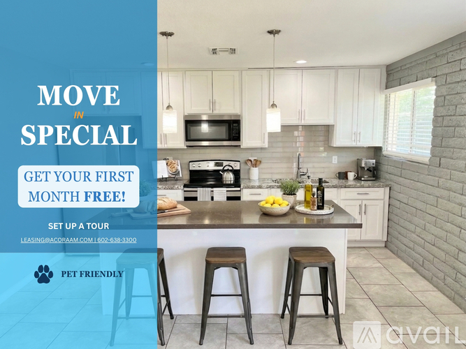 A kitchen with a special move in offer.