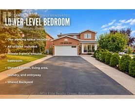 A modern, newly renovated lower-level bedroom is available for rent immediately.