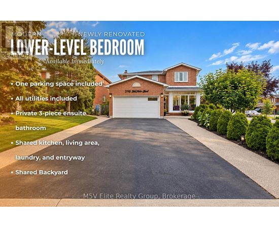 A modern, newly renovated lower-level bedroom is available for rent immediately.