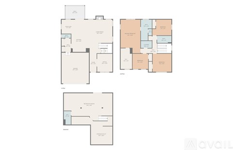 Two floor plan images of a building with rooms labeled.