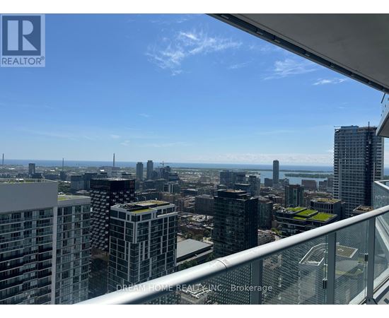 A cityscape viewed from a high-rise building.