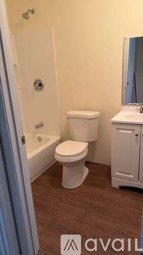 A white toilet in a small bathroom with a cabinet and a mirror.