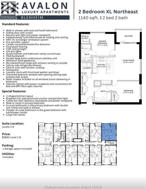 A real estate listing for a 2 bedroom apartment with a floor plan and details.