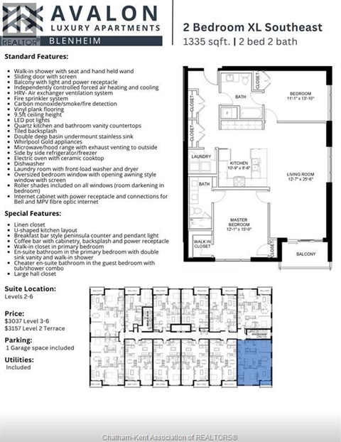 A real estate listing for a 2 bedroom apartment with a floor plan and details.