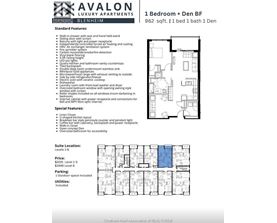 A flyer for a 1 bedroom apartment with a den and a bathroom.