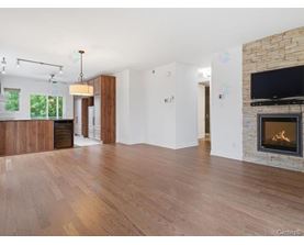 A living room with a fireplace and a television.
