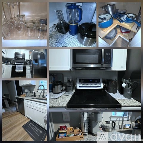 A collage of kitchen appliances and cooking tools.
