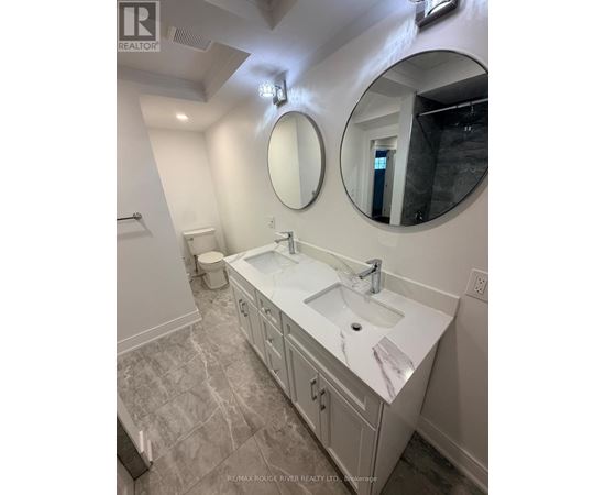 A bathroom with a sink, mirror, and toilet.