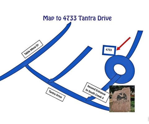 Map to 4733 Tantra Drive with a red arrow pointing to the number 4733.