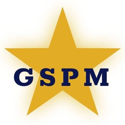 A yellow star with the letters GSPM in the middle.