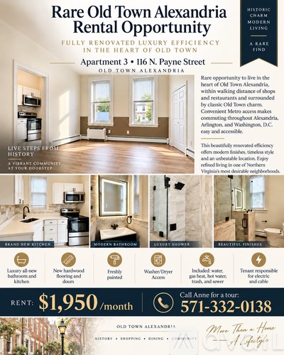116 North Payne Street Studio Apartment for Rent