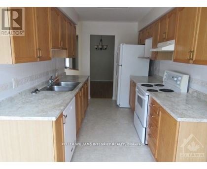 A kitchen with wooden cabinets and a white refrigerator.