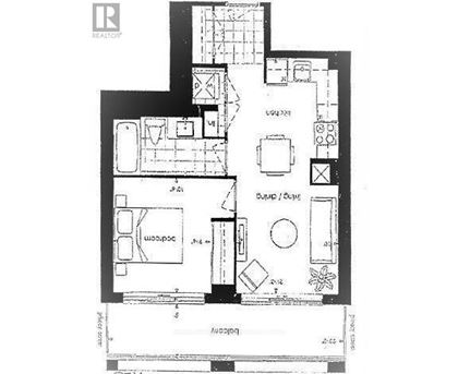 A black and white floor plan of a house with a realtor logo in the corner.
