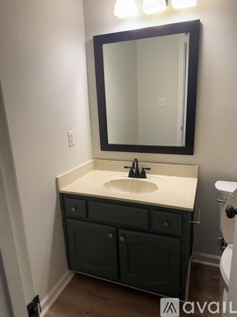A bathroom with a sink, mirror, and toilet.