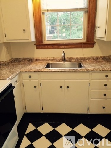 A kitchen with a sink and a window.