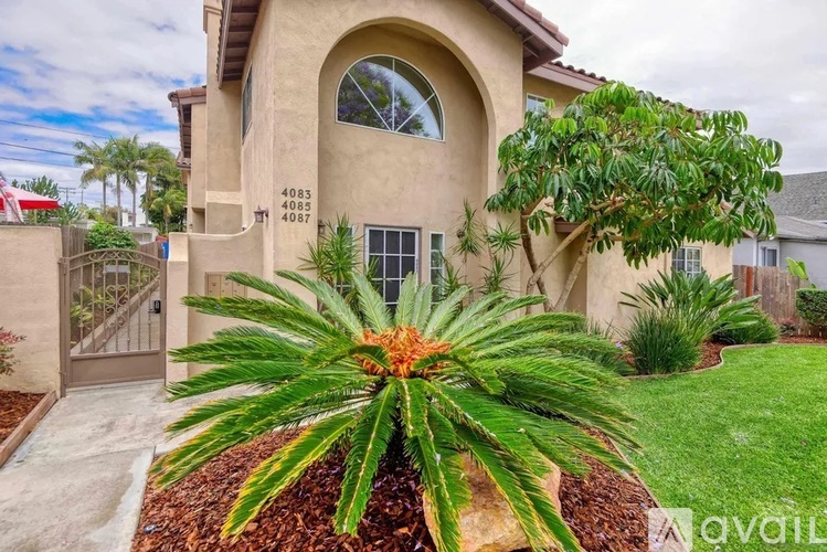 A house with a palm tree in front of it.