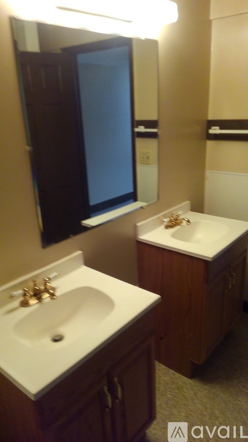A bathroom with a sink and mirror.
