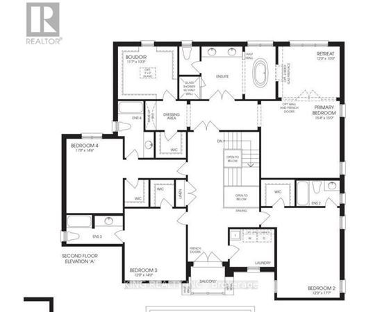 A black and white floor plan of a house with labeled rooms and dimensions.