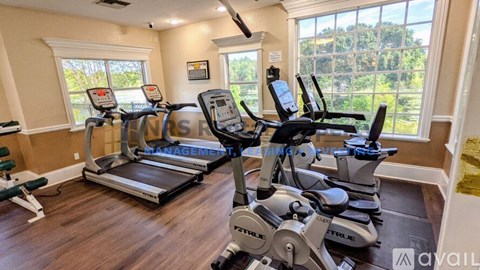 A home gym with treadmills and elliptical machines.