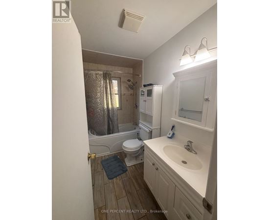 A bathroom with a toilet, sink, and shower.