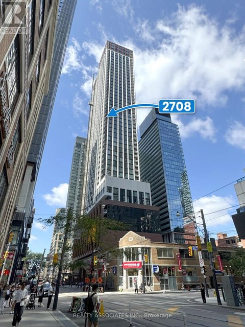 A tall building with the number 2708 on it.