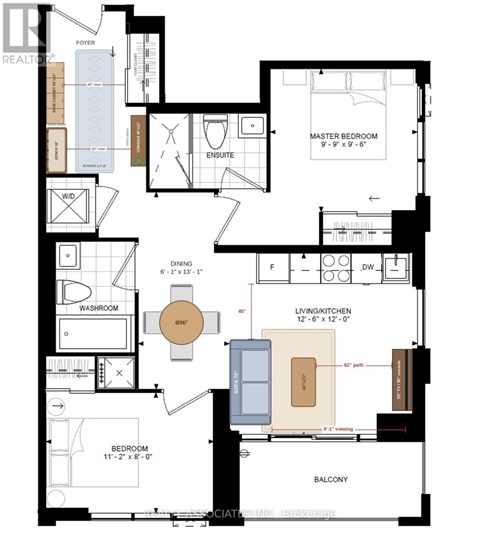 A floor plan of a house with a living room, dining room, kitchen, and multiple bedrooms.