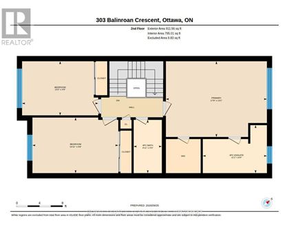 A floor plan for a two-story residential building at 303 Balirnoon Crescent, Ottawa, ON.